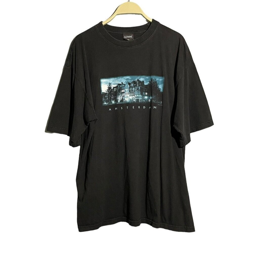 Kemme Edam Amsterdam Tshirt Men Size XXL Black Graphic Netherlands Souvenir Trip